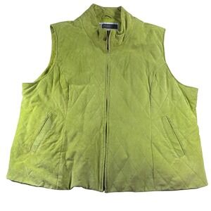 JJ Studio Jessica London Quilted Leather Suede Vest Lime Green Women's 3X